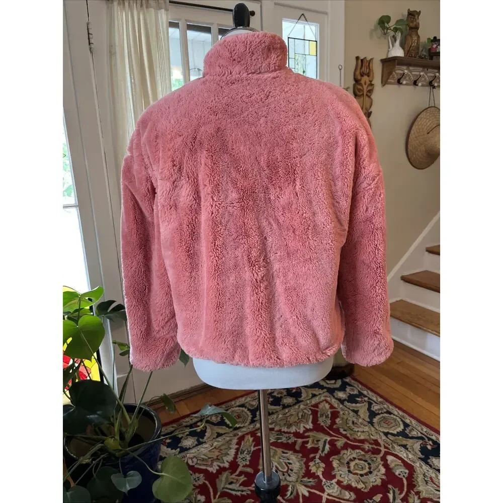 The North Face Jacket Girls L 12 Reversible Coral Pink Fuzzy Teddy Coat Warm